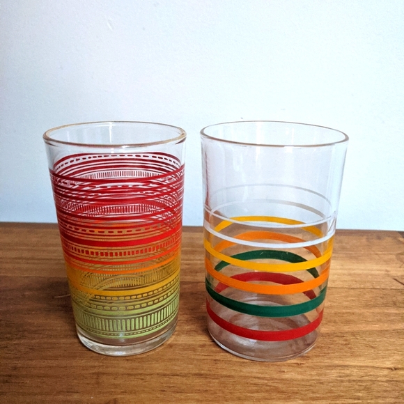 Vintage MCM Striped Juice Glasses